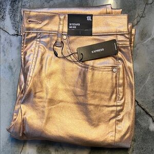 Express Rose Gold Skyscraper Mid Rise Women Coated Jeans size 10L